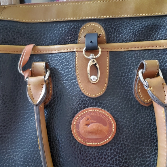 Dooney & Bourke Black Satchel with Tan Trim / All Weather Leather - Picture 2 of 16